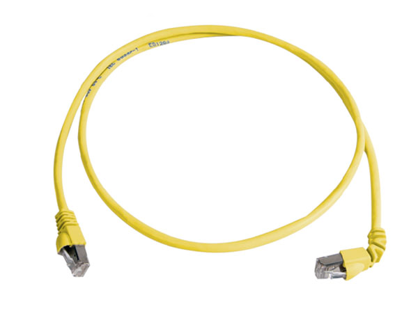 Экранированный патч корд S/FTP CAT.6a 5,0м MP8 FS 500, LSZH, 1х90°-1х180°. Варианты расцветок изоляции: серый, зеленый, красный, синий, желтый, черный, белый, фиолетовый