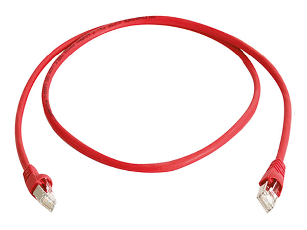 Экранированный патч корд S/FTP CAT.6a, MP8 FS 500 сrossover 10/100/1000 BT, LSZH, метраж от 0.5м до 10.0м, цвет изоляции: красный