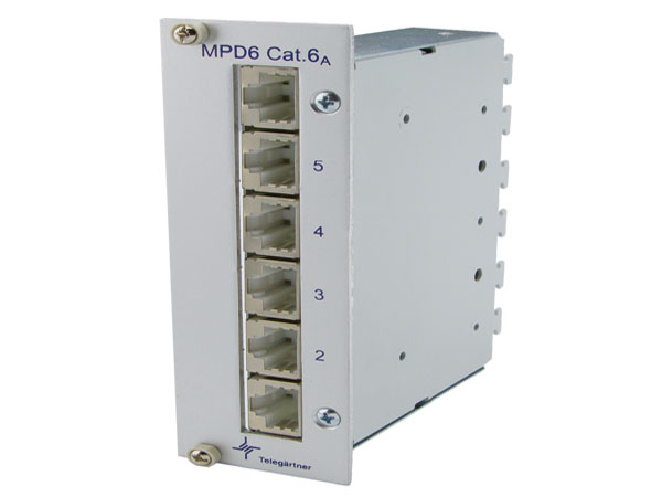 Вертикальная патч-панель FTP MPD6-HS, 3U, 6 портов, cat.6a. Лицевая панель: анодированный аллюминий