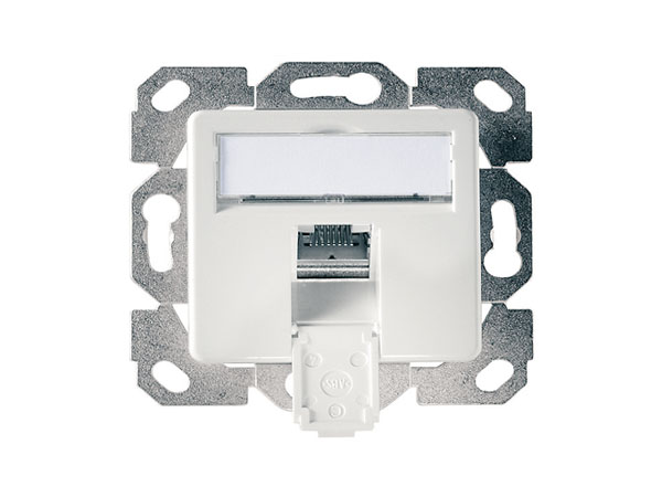 Розетка информационная AMJ45 К 8 Up/50 cat.6A, 1xRJ45 FTP,50x50. Варианты цвета лицевой панели: Альпийский белый и жемчужный