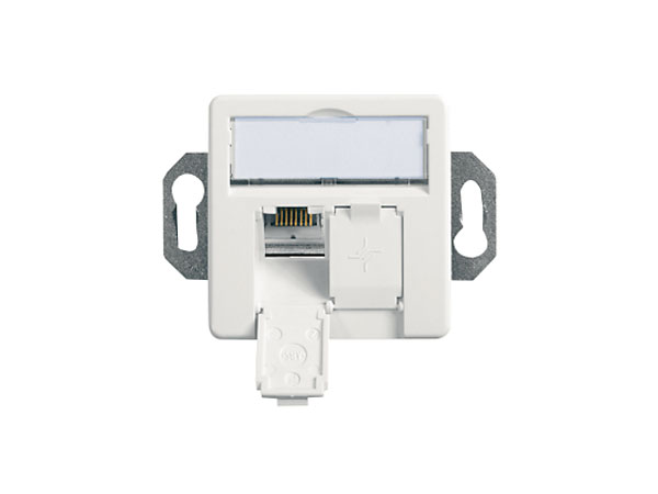 Розетка информационная AMJ45/B 8/8 К Up/50 cat.6A, 2xRJ45 FTP, 50x50. Цвет лицевой панели: альпийский белый.