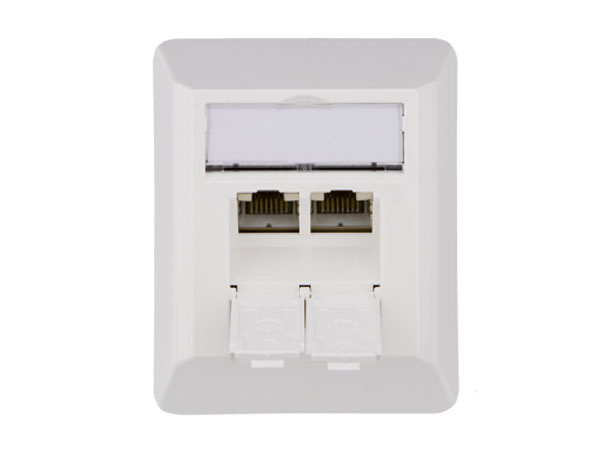 Розетка информационная AMJ45 8/8 К АР cat.6A, 1xRJ45 FTP, 80x65. Цвета лицевой панели: альпийский белый и жемчужный