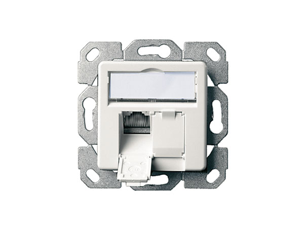 Розетка информационная AMJ45 8/8 UP/50 cat.5e, 2xRJ45 FTP, 50x50. Цвета лицевой панели: альпийский белый и жемчужный