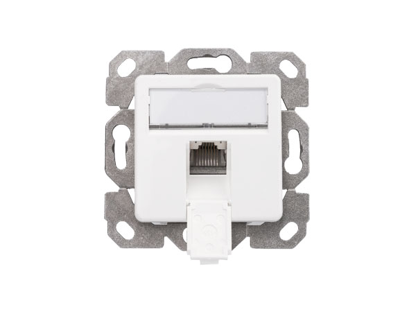 Розетка информационная AMJ45 8/8 UP/50 cat.5e, 1xRJ45 FTP, 50x50. Цвета лицевой панели: альпийский белый и жемчужный