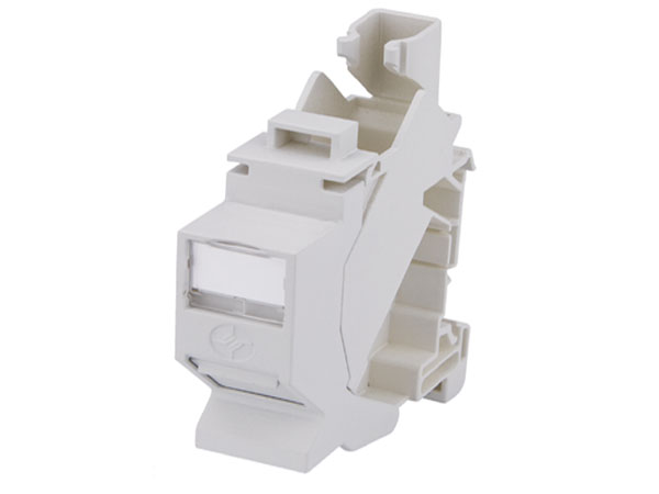 Розетка RJ45 на DIN рейку, cat.6a TS45 AMJ-S в комплекте с модулем. Цвет: светло серый