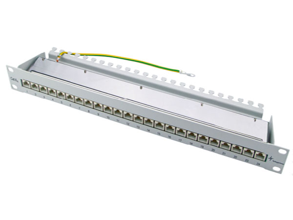 Патч панель UTP 19 1U, 24 порта, MPP24-HS, cat.6A, без крышки. Цвет: светло серый, черный