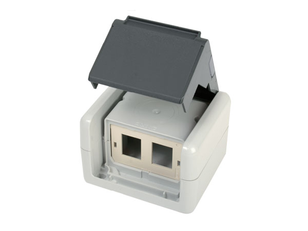 Информационная розетка IP44 AP, двупортовая, под модули AMJ/UMJ